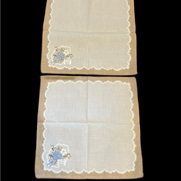 Vintage Sunweave Linen Corp. Set of 4 Victorian Blue Flower Cloth Napkins NWOT - Picture 8 of 12